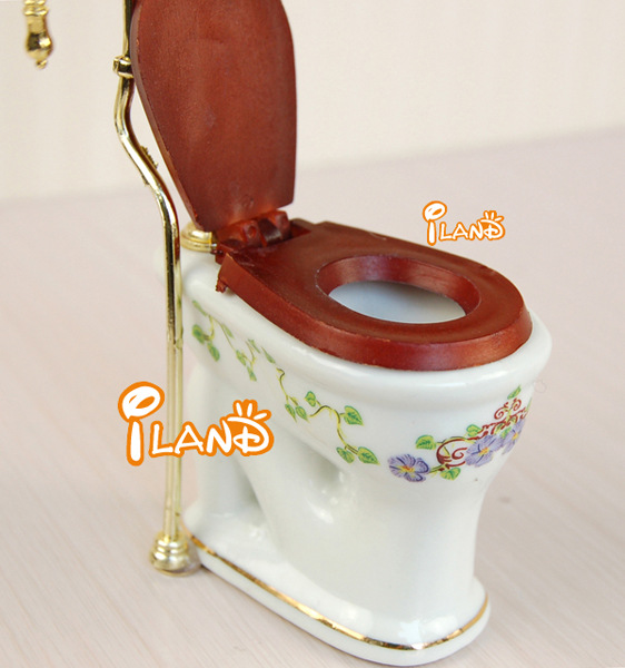 1:12DIY doll house dollhouse mini ceramic bathroom simulation Victoria toilet