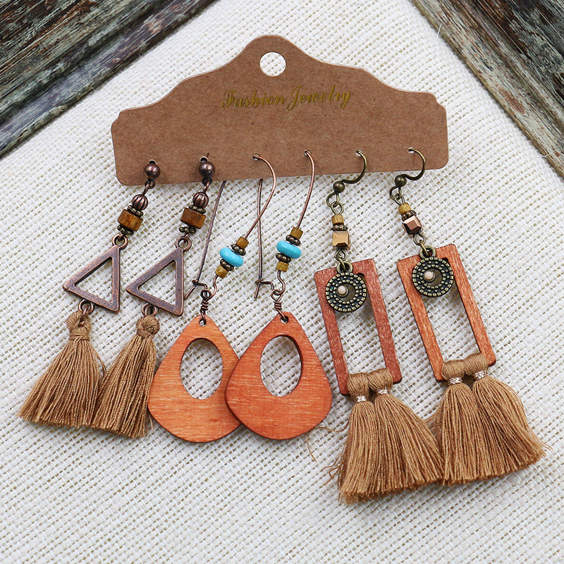 Hot Bohemian Tassel Earrings suit Combination Cross-border European and American Fashion Retro Ethnic Ear Jewelry