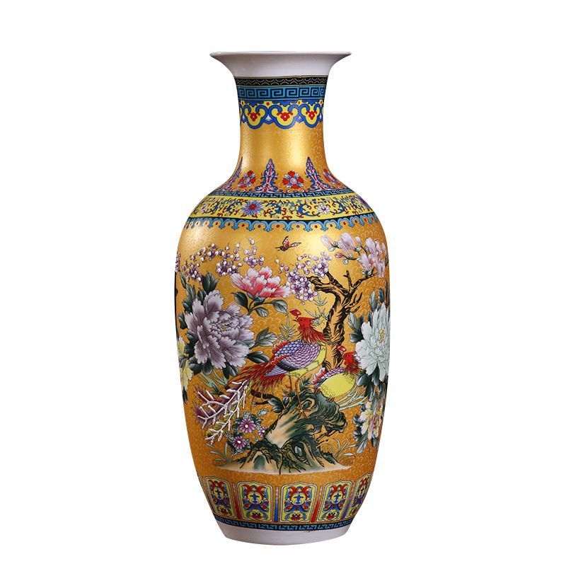Jingdezhen enamel vase ceramic decorative vase crafts porcelain ornaments antique office furniture ornaments