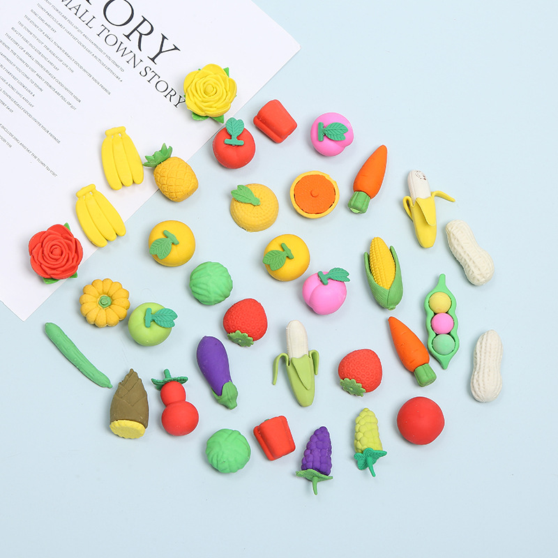 Cartoon fruit eraser cute creative vegetable pumpkin blind box rubber cute twisted egg eraser large quantity discount