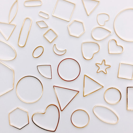 DIY alloy electroplating accessories wholesale personality K gold triangle round geometric figure earrings basic accessories earrings
