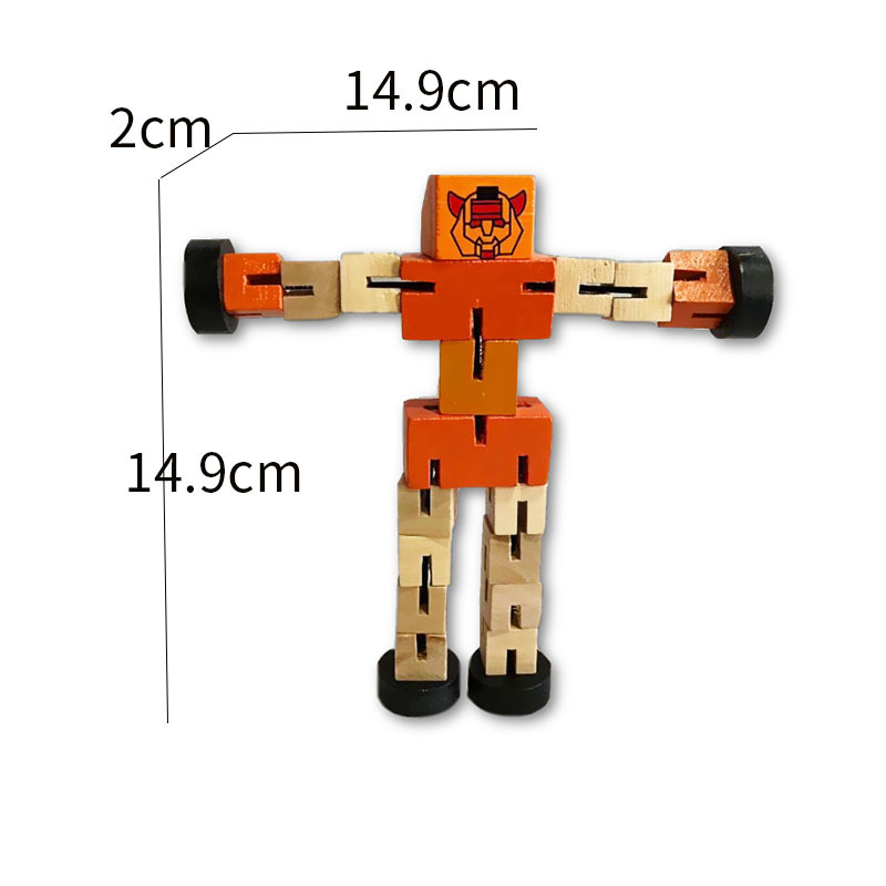 DIY wooden robot toy children's educational wooden variety robot doll wooden deformation small wooden man
