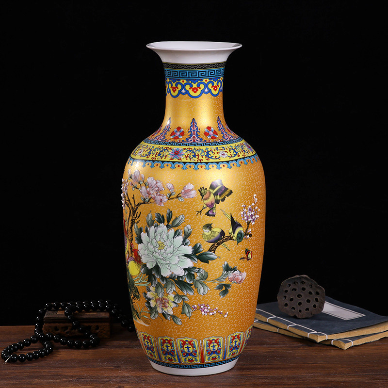 Jingdezhen enamel vase ceramic decorative vase crafts porcelain ornaments antique office furniture ornaments