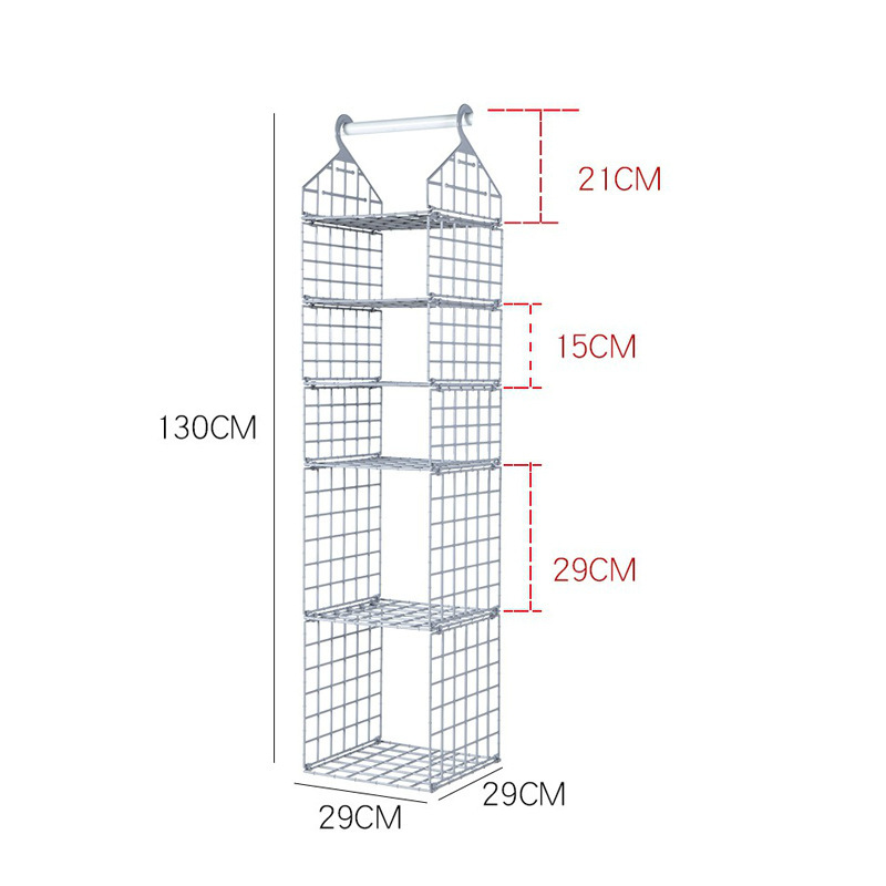 ホームクローゼットオーガナイザー多層グリッド収納ラック衣類吊り棚ワードローブ洋服アイテム用ハンギングバスケット|undefined