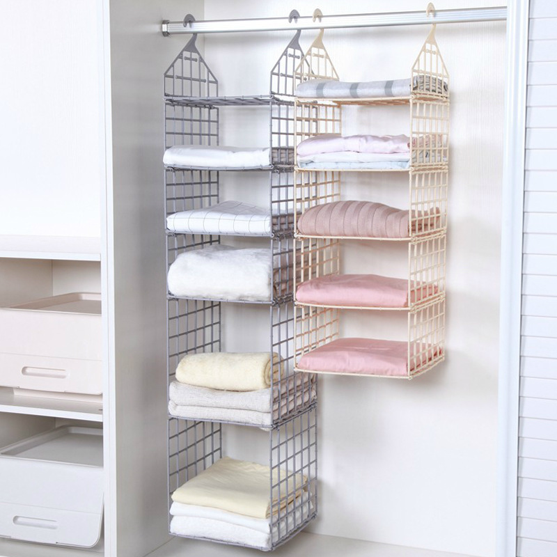 Home Finishing Square Wardrobe Layered Storage Rack Multi-Layer Clothes Finishing Rack Clothes Rack Storage Rack Hanging Basket