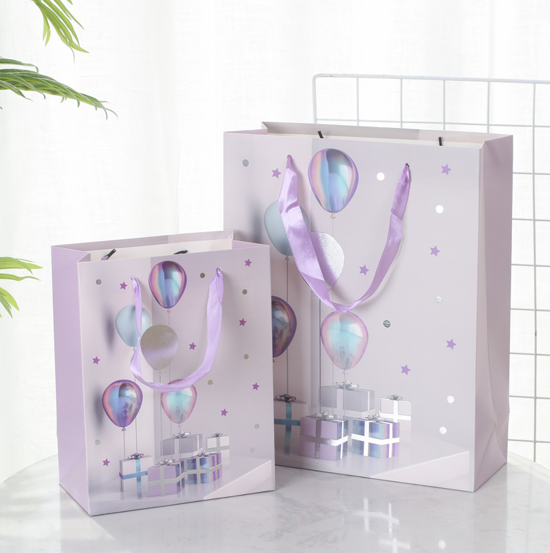 Party Birthday Celebration Paper Gift Bag Handbag Balloon White Card Gift Bag Paper Bag Gift Bag Favors Gift Bag