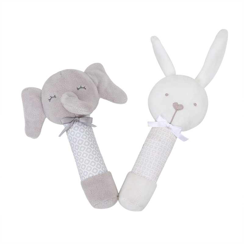 Cartoon creative animal hand bell Toy Hand ring rabbit civet cat hand stick BB called sound hand ring