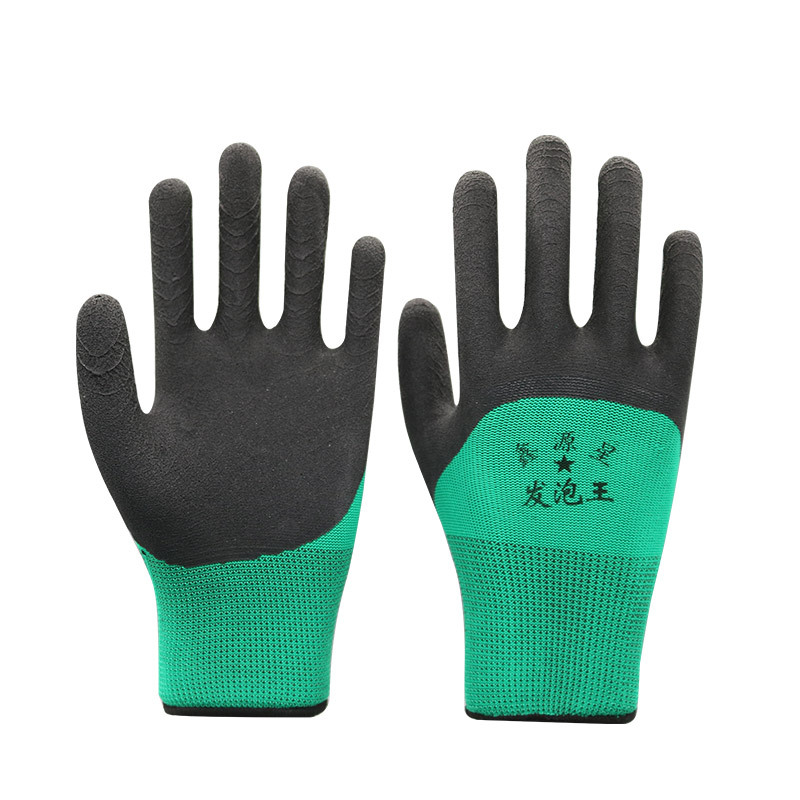 Labor protection gloves tire rubber latex foam gloves wear-resistant dipping anti-skid site work labor protection supplies wholesale