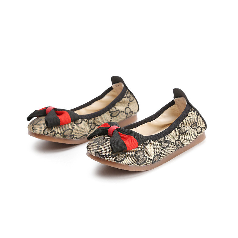Children's canvas shoes spring new Korean style bow single shoes Girls baby toddler shoes 1-3-7-9 years old children's shoes