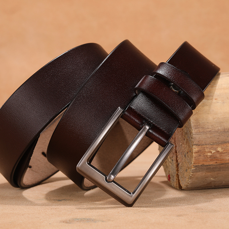 Amazon Foreign Trade Longer Fat Belt Casual Pin Buckle Genuine Leather Youth Belt Men's Full Cowhide Belt