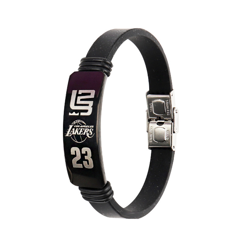 Basketball bracelet bright black titanium steel metal nba bracelet James Kobe Harden Curry sports bracelet for fans