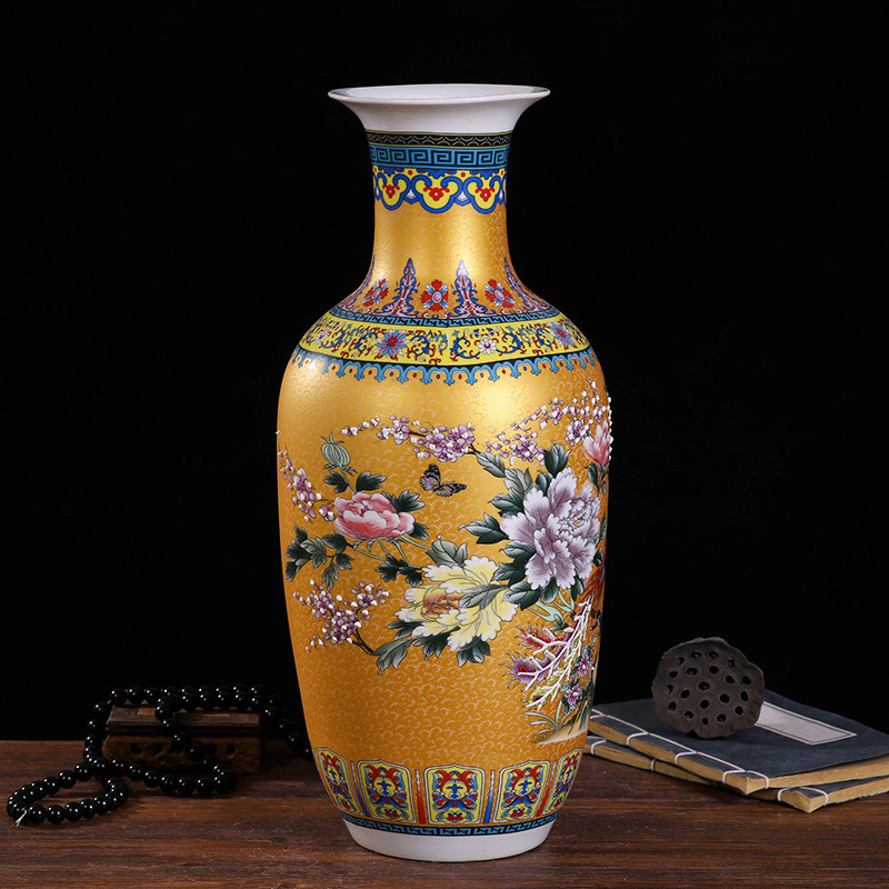 Jingdezhen enamel vase ceramic decorative vase crafts porcelain ornaments antique office furniture ornaments