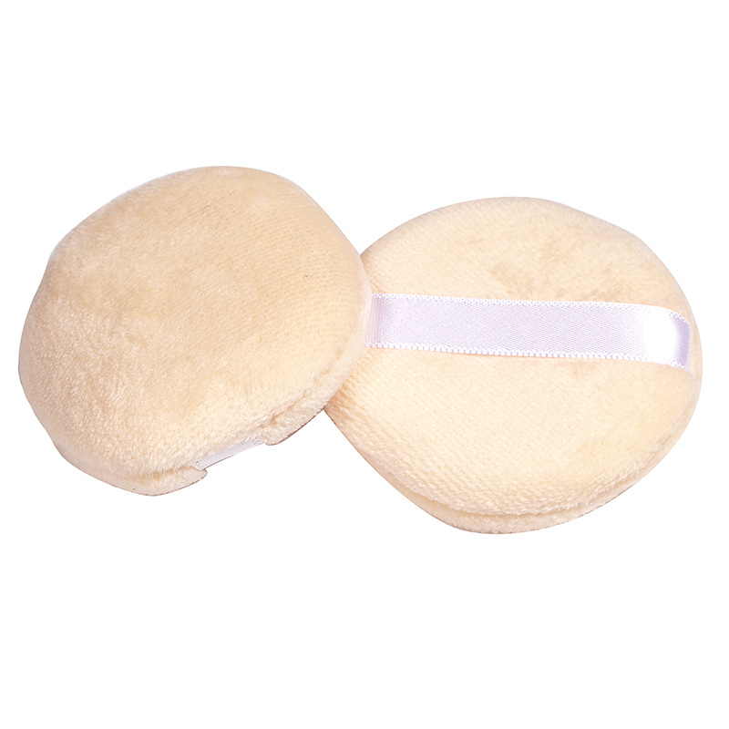 Hook pad hand flapping ribbon type small dry powder puff diameter 60mm makeup with honey powder puff wholesale powder puff