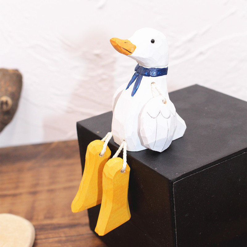Aoki Fan Handmade Log Carving Hanging Feet Duck Ornaments Notes Clip Creative Home Accessories Living Room Carving Ornaments