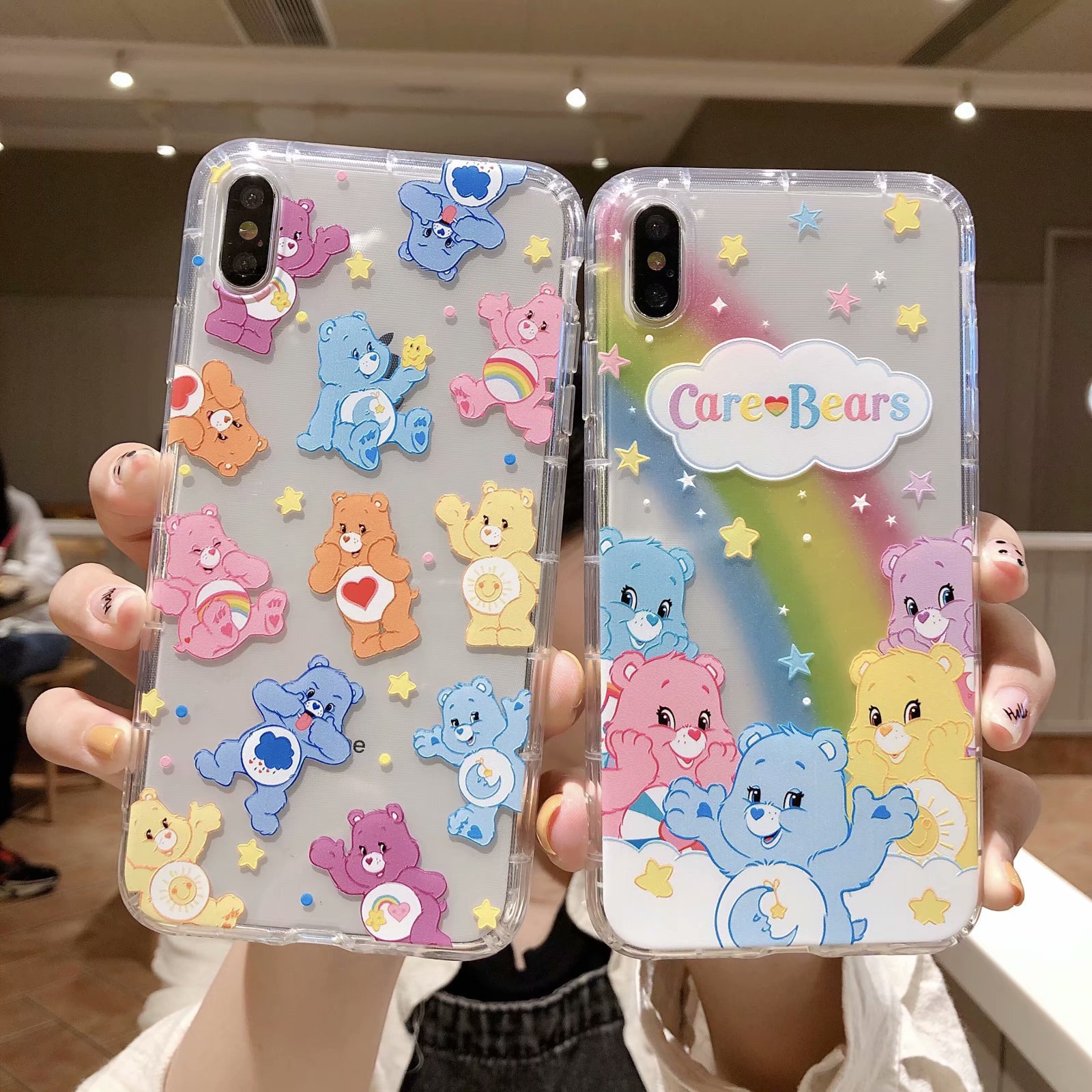 可愛卡通適用蘋果15pro手機殼14彩虹熊軟殼iphone11透明全包款