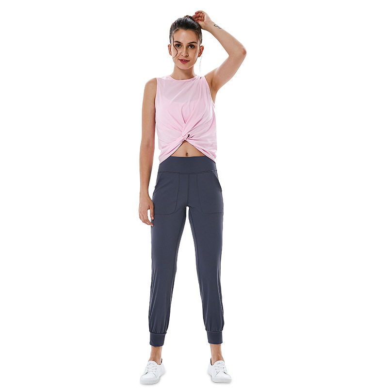 Loose Pocket Yoga Trousers Autumn and Winter High Waist Sports Pants LULU Side Pocket Stitching Sports Yoga Pants Women