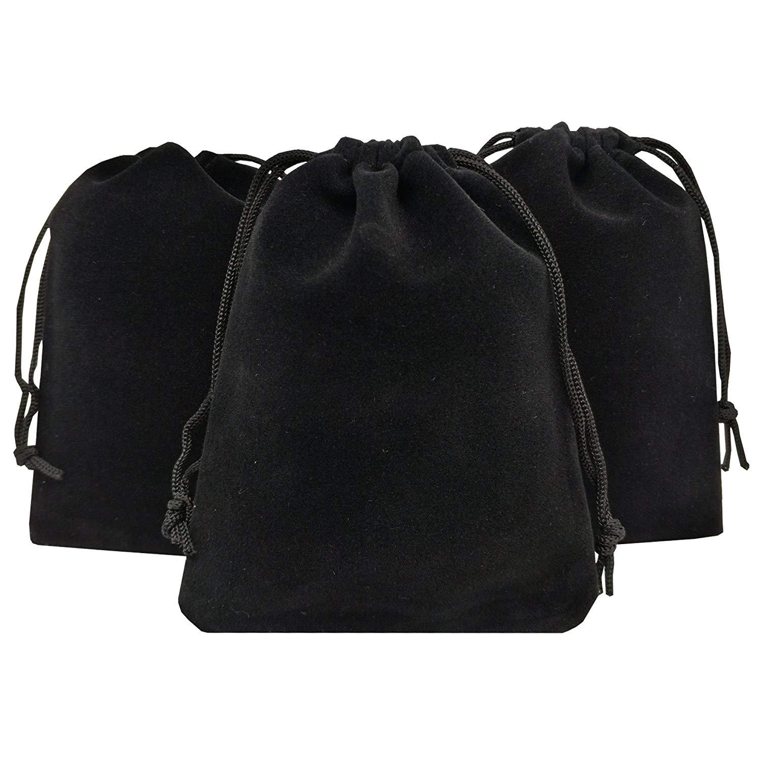 Black Flocking Cloth Drawstring Bag Fleece Hair Dryer Storage Bag Multi-size Jewelry Jewelry Bundle Pocket Printable Logo