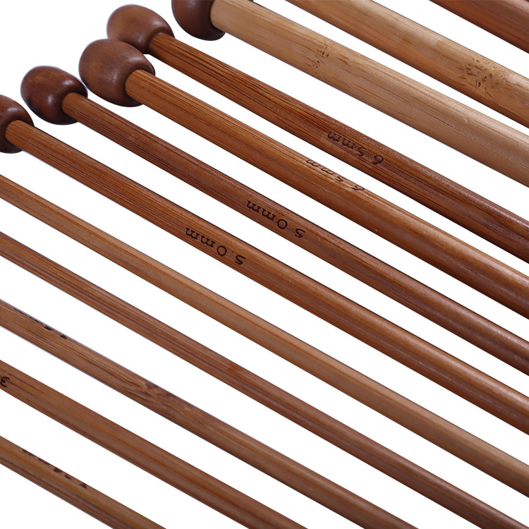 New carbonized sweater needle single pointed stick needle round bead long bead single bamboo 35CM suit wholesale knitting diy