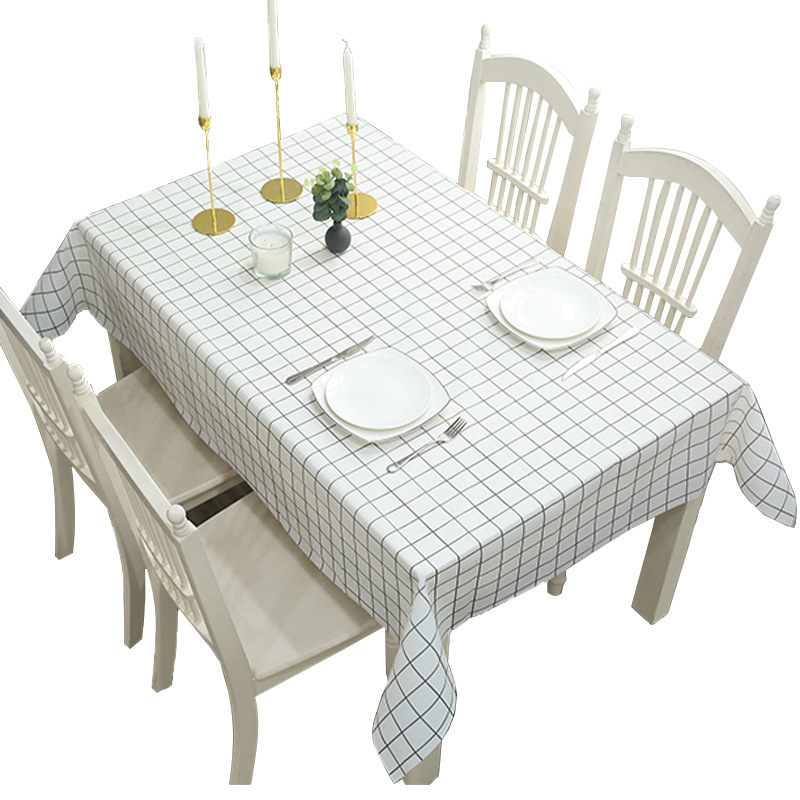 Japanese Style Home Tablecloth Ins Tablecloth Anti-Scalding Waterproof Oil-Proof Washable PVC Plaid Coffee Table Table Mat Dormitory Tablecloth