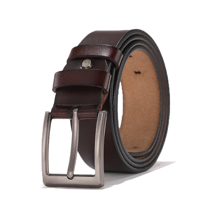 Amazon Foreign Trade Longer Fat Belt Casual Pin Buckle Genuine Leather Youth Belt Men's Full Cowhide Belt