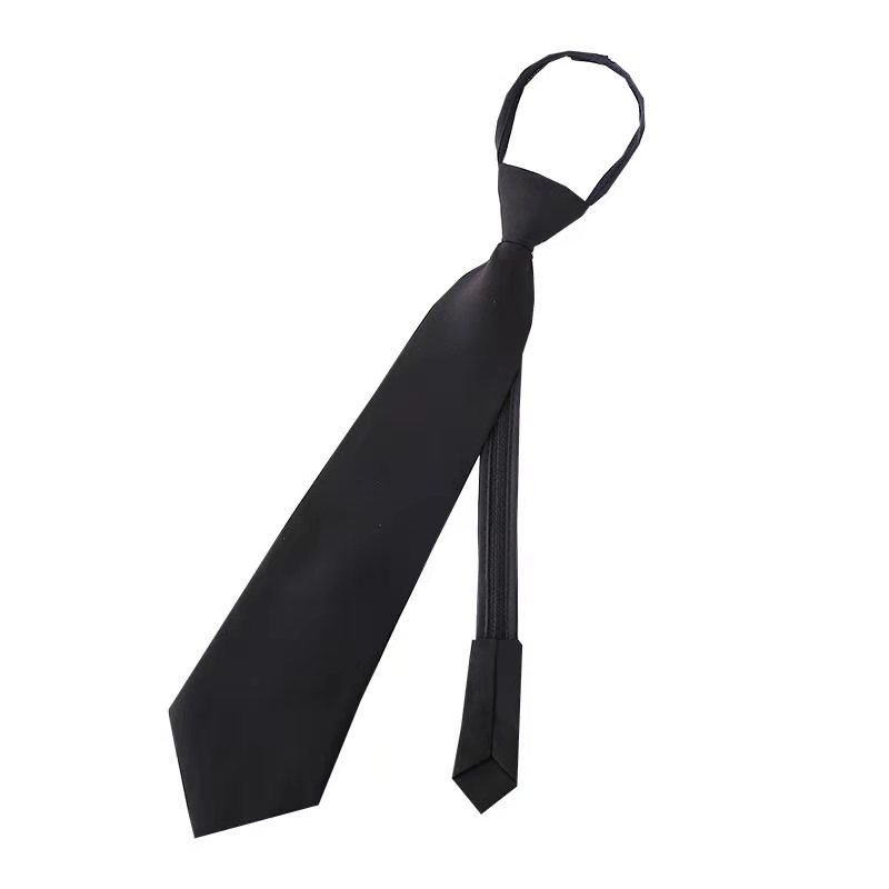 Tie Men's Dress Business 8cm Matte Cloth Zipper Knot-Free Lazy Tie Black Navy Blue Red