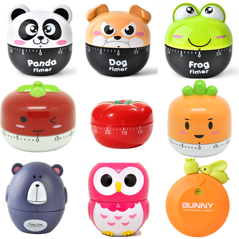 Kitchen mechanical magnetic suction timer cartoon timer 60 minutes timer baking cooking reminder