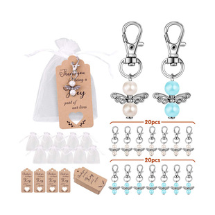 Creative Guardian Angel Wings Keychain Baby Baptism Party Supplies Wedding Birthday Gift Metal Keychain