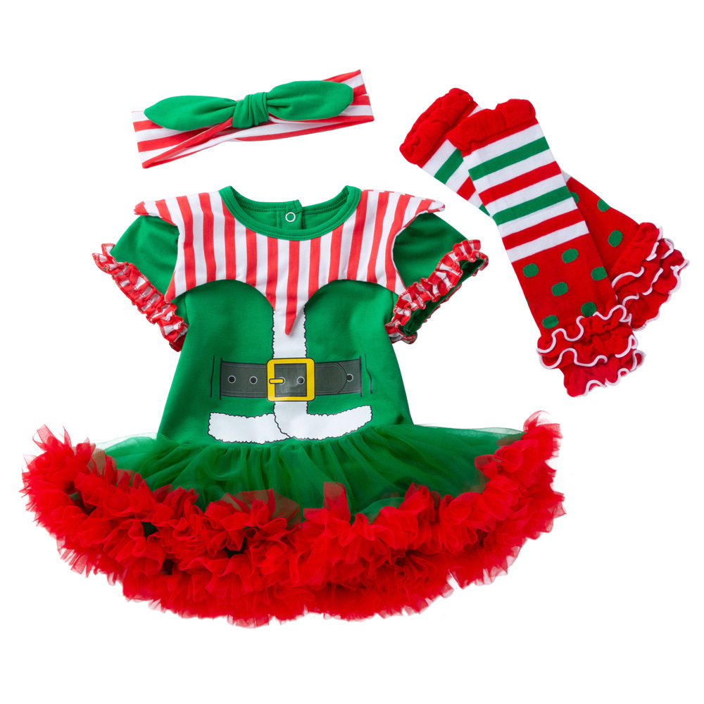 2022 New Children's Wear Christmas Short-sleeved Dress Baby Clothes Soft and Comfortable
