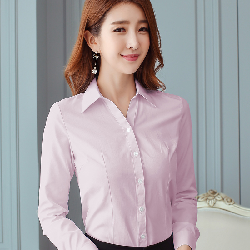 V-Neck Long-Sleeved White Shirt Women's New Spring and Summer Work Clothes Shirt Slim-Fit Professional Formal Work Clothes Shirt