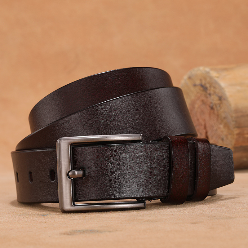 Amazon Foreign Trade Longer Fat Belt Casual Pin Buckle Genuine Leather Youth Belt Men's Full Cowhide Belt