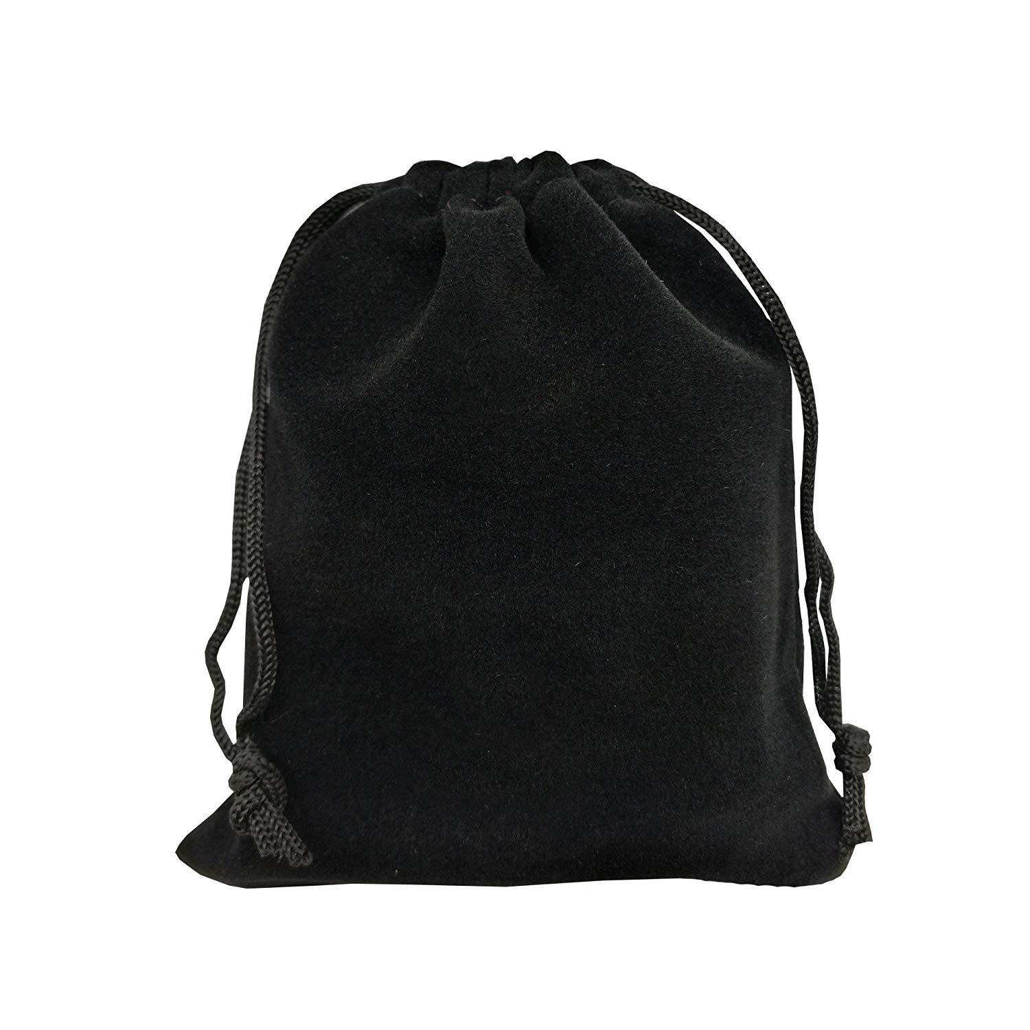 Black Flocking Cloth Drawstring Bag Fleece Hair Dryer Storage Bag Multi-size Jewelry Jewelry Bundle Pocket Printable Logo
