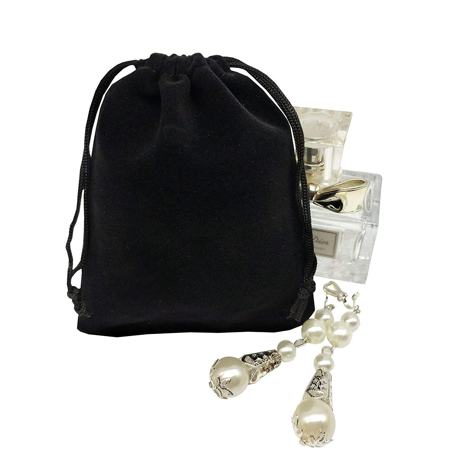 Black Flocking Cloth Drawstring Bag Fleece Hair Dryer Storage Bag Multi-size Jewelry Jewelry Bundle Pocket Printable Logo
