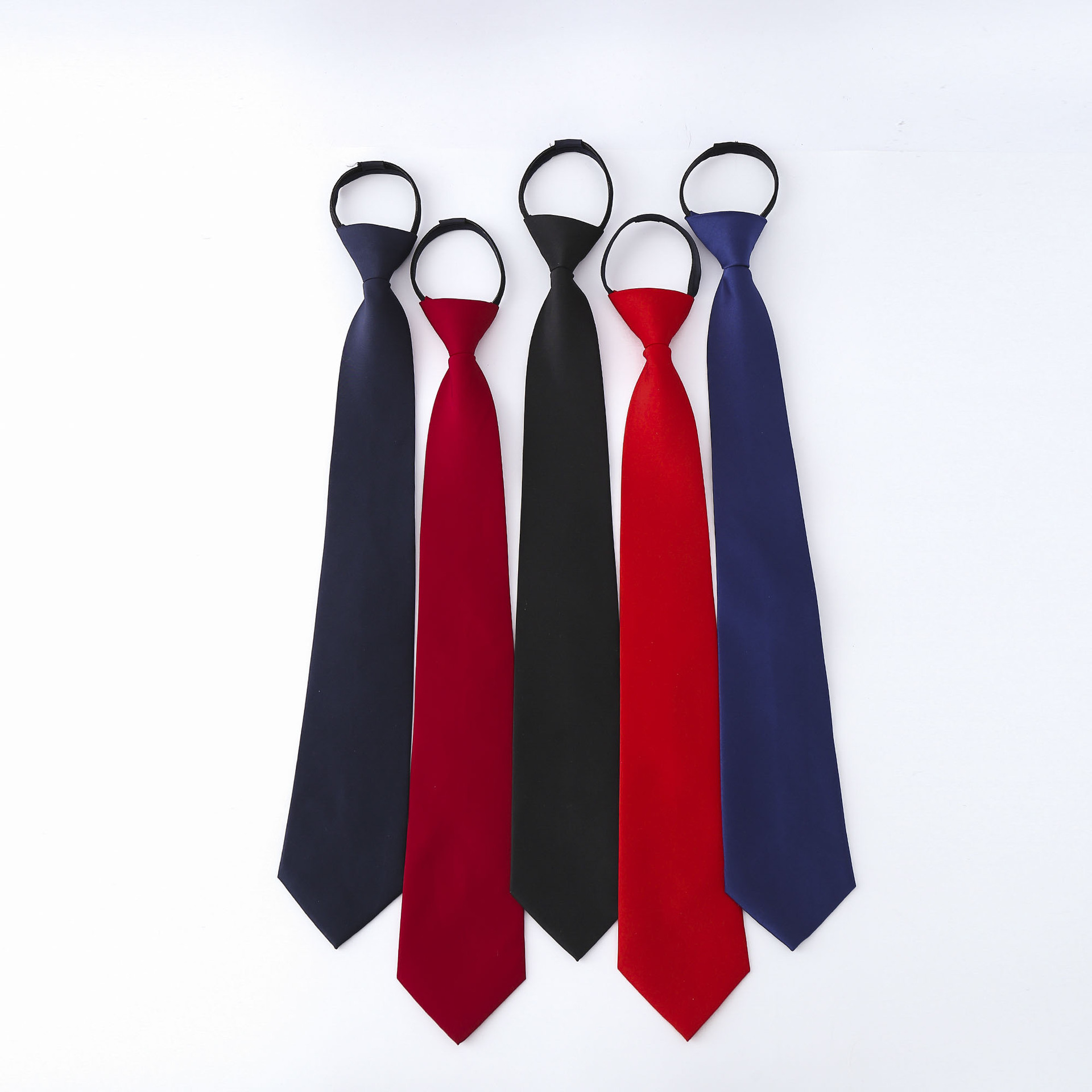 Tie Men's Dress Business 8cm Matte Cloth Zipper Knot-Free Lazy Tie Black Navy Blue Red