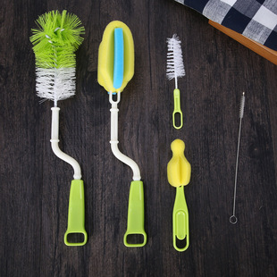 Bottle brush set 5-piece baby nipple brush bottle brush sponge 360 degree rotating brush