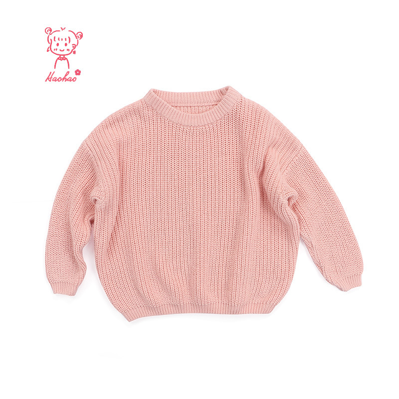 New CUHK children's pullover knitted sweater Europe and the United States foreign trade solid color girls sweater spot