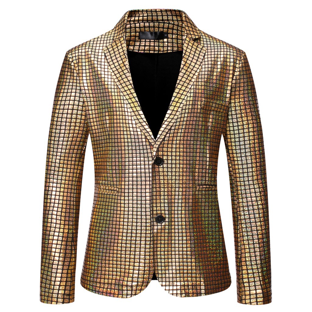 Men's European Size Plaid Bronzing Nightclub Fashion European and American Nightclub Studio Party Men's Single Western Dress ZT-X48
