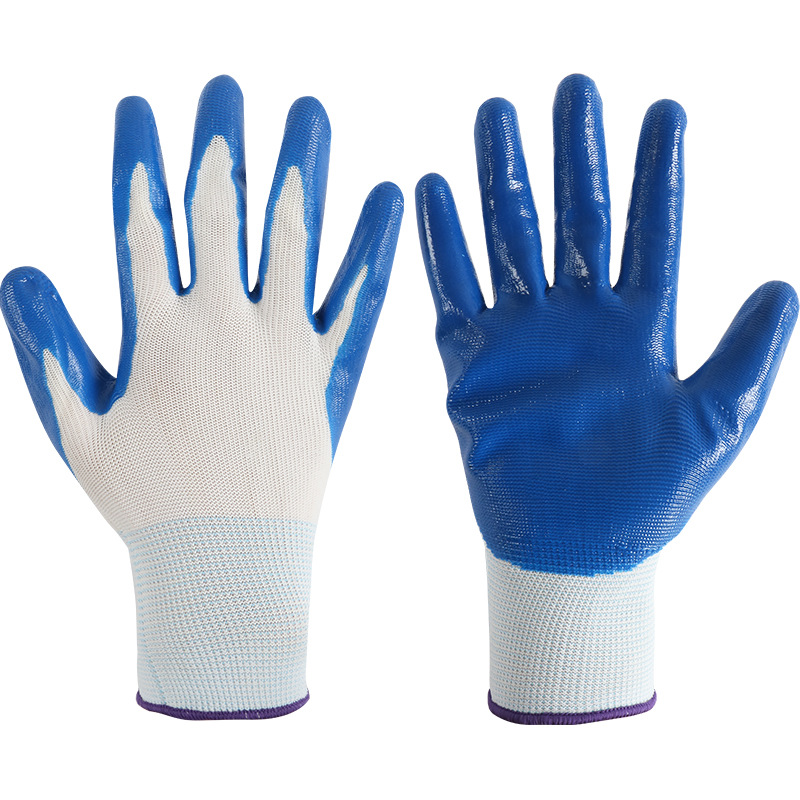 Thirteen-pin Nylon Ding Qing Dip Gloves Soft and Strong Ding Qing Latex Gloves Semi-rubber Gloves Labor Protection Gloves