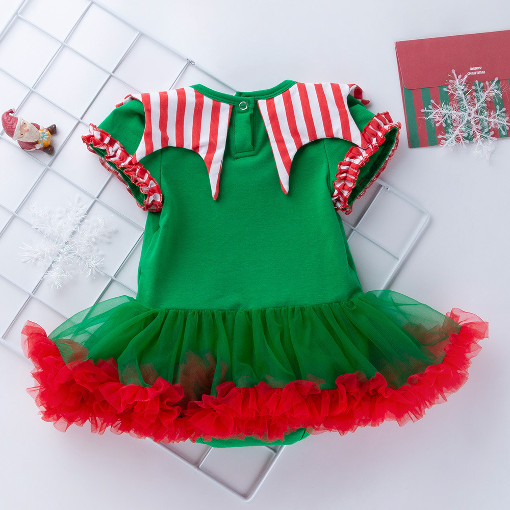 2022 New Children's Wear Christmas Short-sleeved Dress Baby Clothes Soft and Comfortable