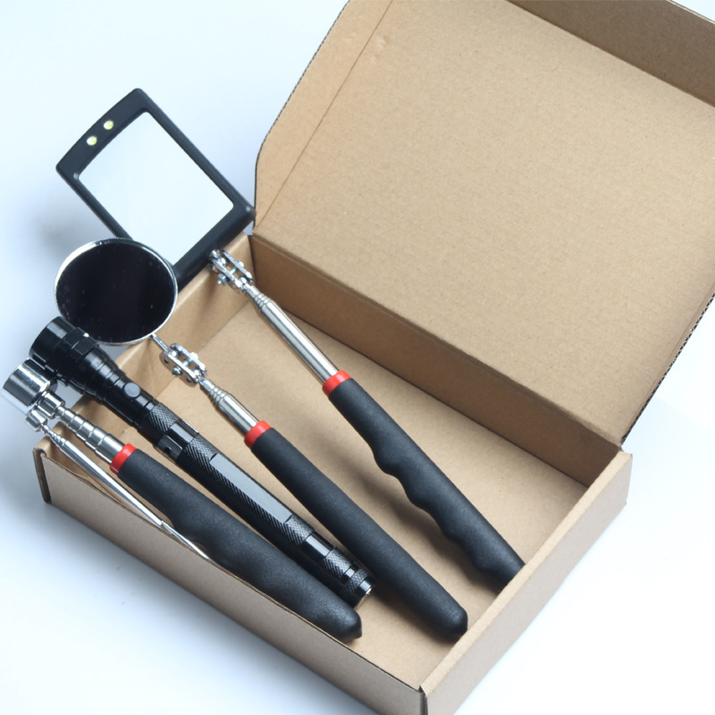 5-piece underbody inspection mirror with light telescopic magnetic suction rod pickup suction rod inspection mirror chassis mirror