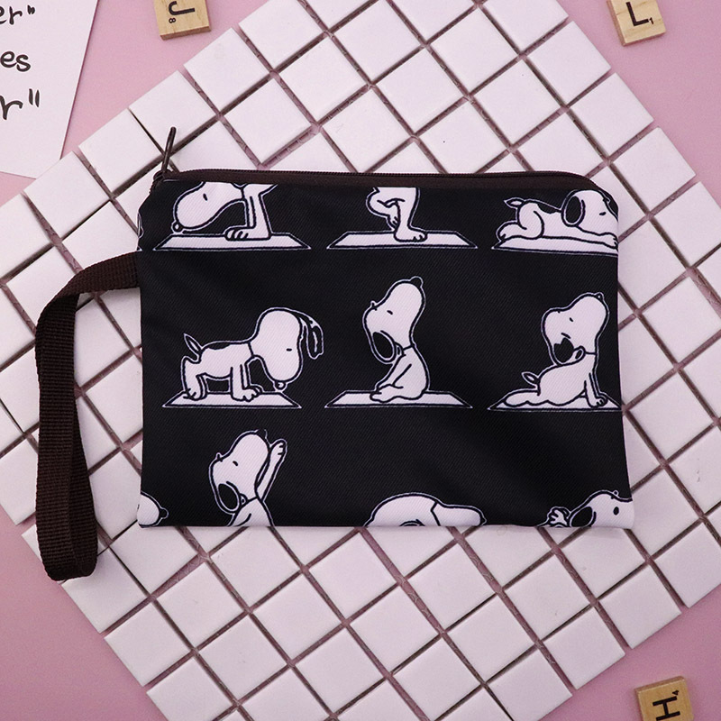 Canvas Thick Cartoon Snoopy Cute Hand Wristband Zipper Mobile Phone Change Key Cosmetic Bag Pencil Bag
