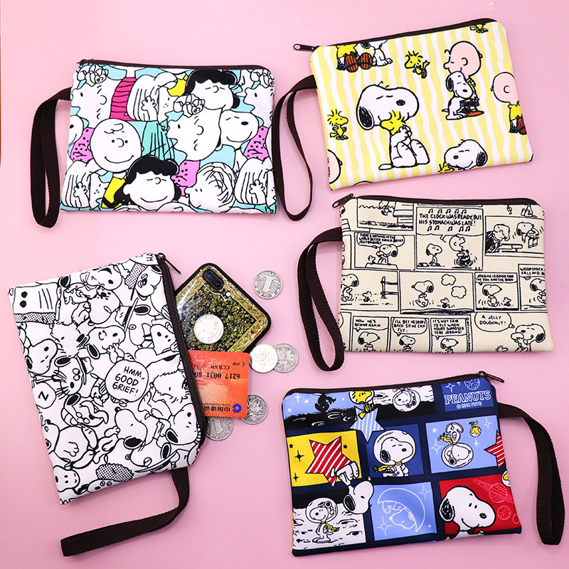 Canvas Thick Cartoon Snoopy Cute Hand Wristband Zipper Mobile Phone Change Key Cosmetic Bag Pencil Bag