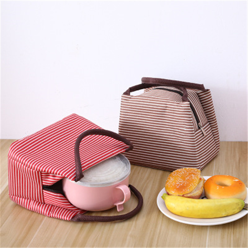 Factory Direct Portable Aluminum Foil Lunch Box Bag Lunch Bag Insulation Bag Picnic Anti-fouling Striped Insulation Lunch Bag