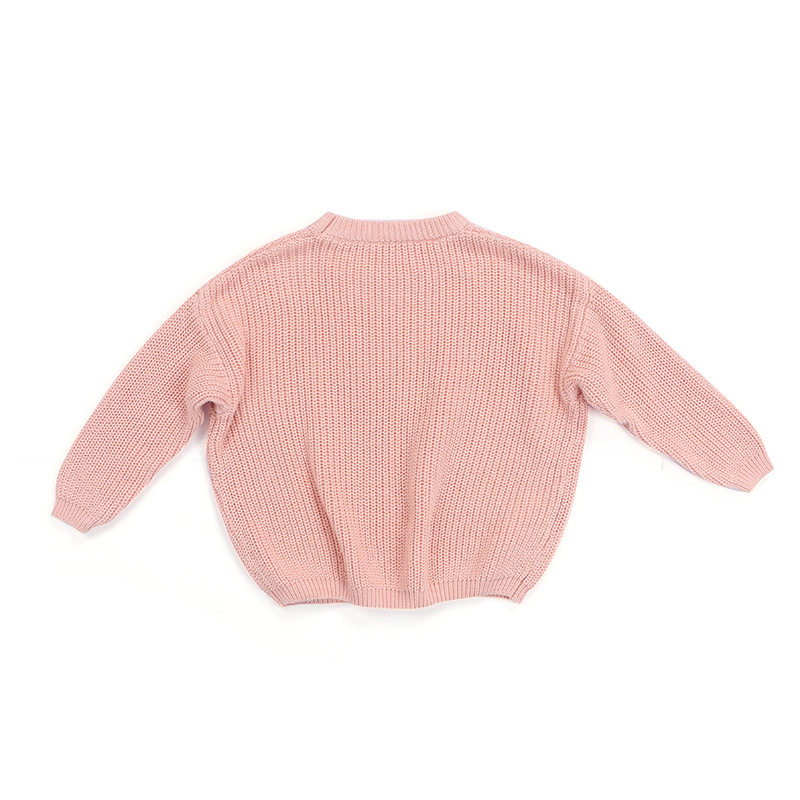 New CUHK children's pullover knitted sweater Europe and the United States foreign trade solid color girls sweater spot