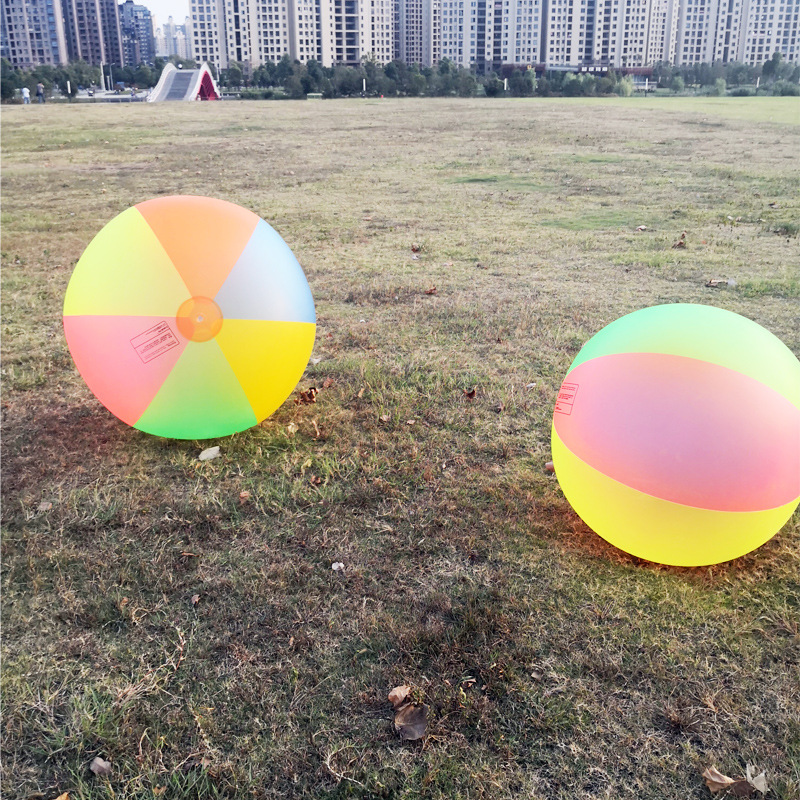 Children's super large color rainbow inflatable ball beach ball inflatable 80cm swimming pool lawn outdoor toy game ball