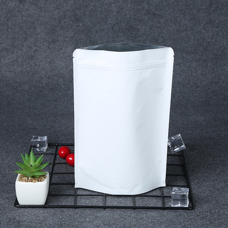 Inside aluminized white kraft paper bag snack food self-supporting self-sealing bag moisture-proof sealed dried fruit tea bag wholesale
