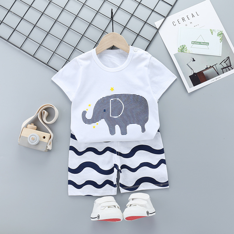 Children's short sleeve suit cotton summer baby clothes Korean girls summer T-shirt boys clothing children's clothing wholesale