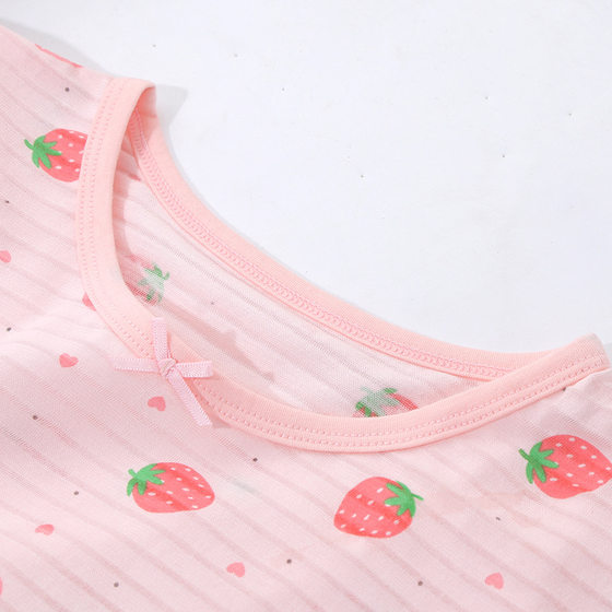Girls' long-sleeved trousers home wear suit children's pajamas suit baby girls' slub cotton autumn clothes long pants
