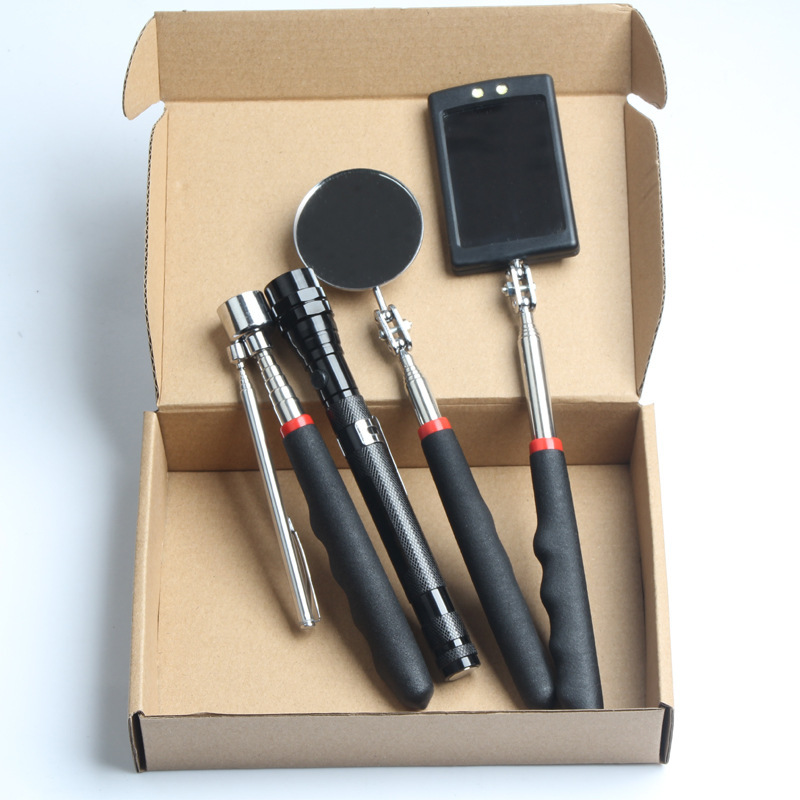 5-piece underbody inspection mirror with light telescopic magnetic suction rod pickup suction rod inspection mirror chassis mirror