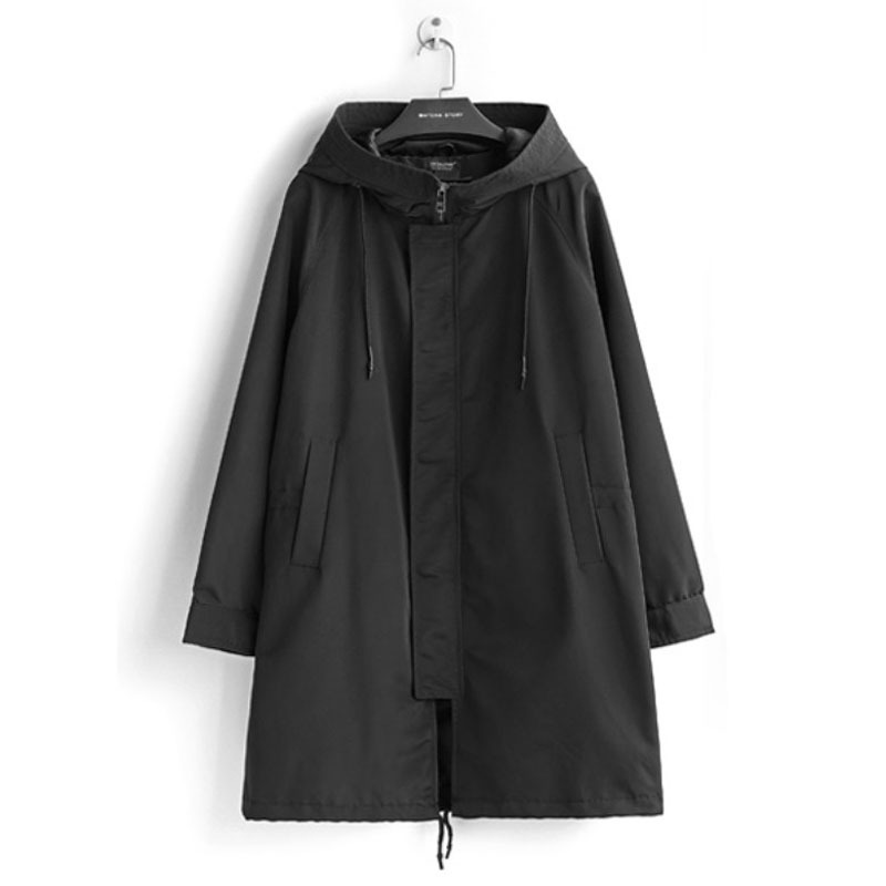 Trendy Brand plus size Men's Windbreaker Mid-length Hooded Loose Plus Fat Plus Size Clothes Fat Jacket Spring and Autumn Clothes