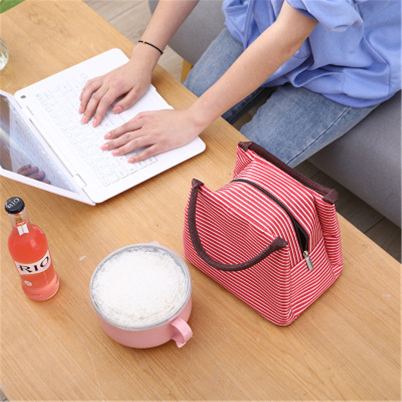 Factory Direct Portable Aluminum Foil Lunch Box Bag Lunch Bag Insulation Bag Picnic Anti-fouling Striped Insulation Lunch Bag
